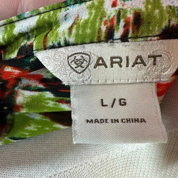 Western Ariat semi-sheer aztec southwest print blouse size large - Picture 4 of 8